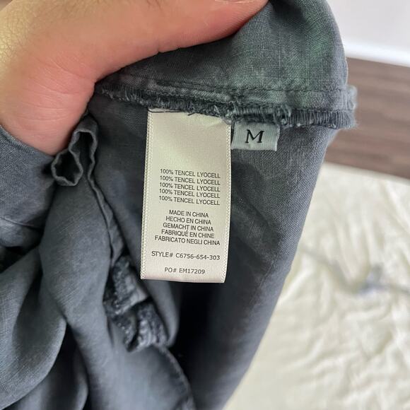 Cloth & Stone Distressed Lace Up Tunic Shift Dress Sz M Tencel Lyocell Casual - Picture 10 of 11